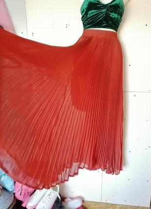 Довга спідниця шифон у пліссі дуже пишна2 фото