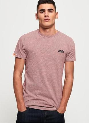 Шикарная хлопковая футболка бело - бордовую полоску superdry the orange label made in india