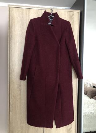 Зимове вовняне пальто stella polare в трендовому бургунді