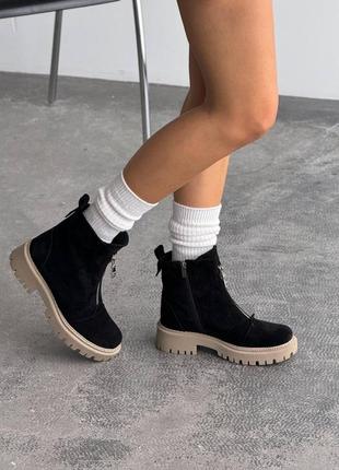Зимние ботинки из натуральной замши5 фото