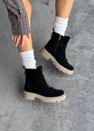 Зимние ботинки из натуральной замши3 фото