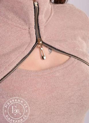 Тепла жіноча сукня міді з замочком / бежева8 фото