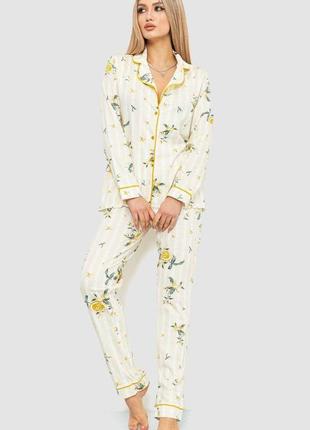 Пижама женская с принтом, цвет бежево-горчичный, 219rp-10091