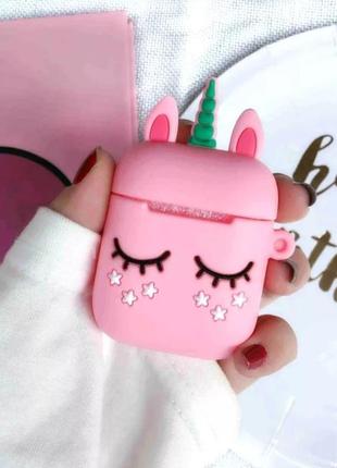 Силиконовый чехол для наушников единорог