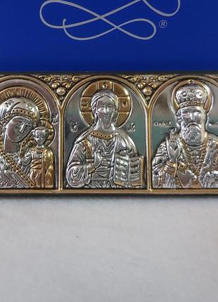 Грецька ікона-триптих silver axion для автомобіля ep1-501pbg/3m/p 10x5 см
