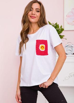 Жіноча футболка вільного крою, колір біло-червоний, 117r623