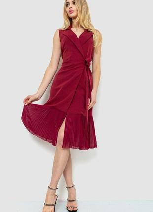 Платье нарядное однотонное, цвет бордовый, 214r328