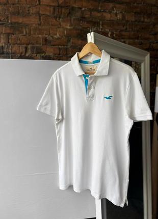 Hollister california men’s white short sleeve polo shirt однотонне, біле поло