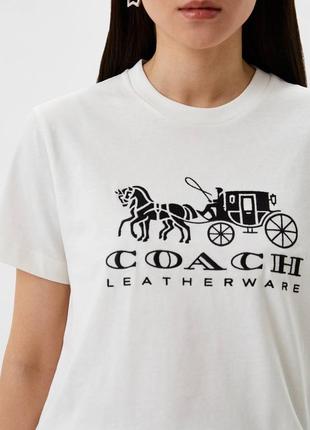 Футболка coach белая черная7 фото