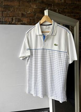 Lacoste sport men’s white/blue short sleeve polo shirt logo поло