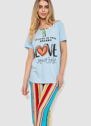 Жіноча піжама з принтом, колір різноколір, 219r120