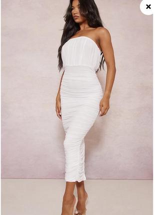 Мега крута , біла сукня по фігурі міді3 фото