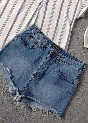 Супер стильні джинсові шорти висока посадка,розмір 48, l, eur 40