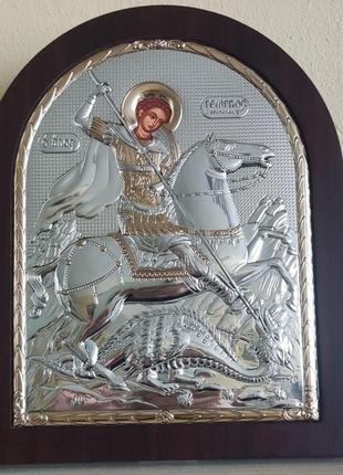 Греческая икона silver axion святой георгий победоносецep5-010xag/p 20x25 см