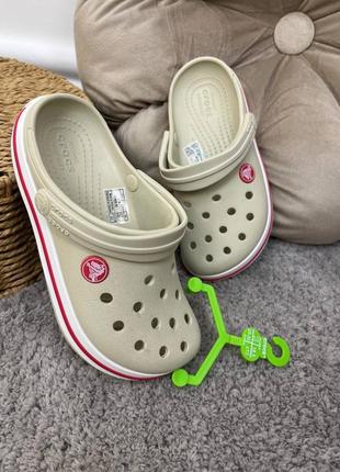 Бежеві дитячі крокси сабо crocs crocband kids stucco/ melone