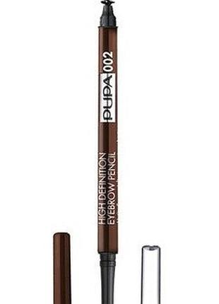 Карандаш для бровей pupa high definition eyebrow pencil 002 (коричневый), 0.9 г