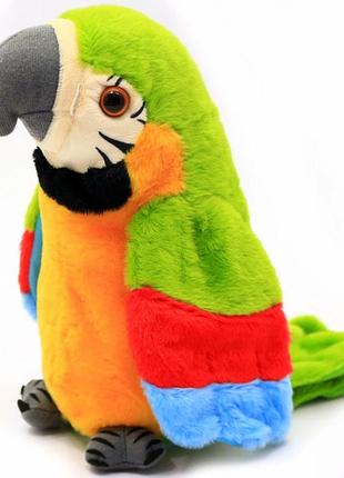 Интерактивная игрушка говорящий попугай - повторюха зелёный