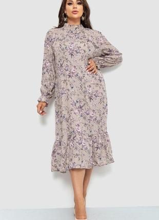 Сукня шифонова з принтом, колір мокко, 204r201-1