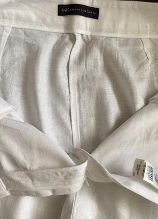 Широкі білі штани  з льону  wide leg палаццо на високій посадці6 фото