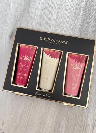 Подарочный набор кремов для рук baylis & harding jojoba, vanilla & almond oil luxury boudoire rose роза крем