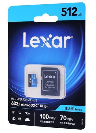 Накопичувач micro sdxc card lexar 633x (class 10 uhs-i u3) 512gb