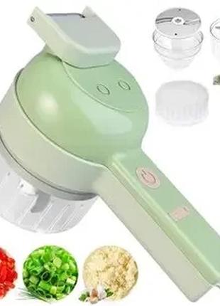 Ручной измельчитель для овощей 4в1 food chopper / электрическая кухонная овощерезка / мини блендер-слайсер5 фото