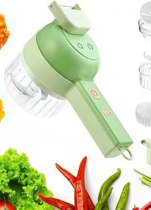 Ручной измельчитель для овощей 4в1 food chopper / электрическая кухонная овощерезка / мини блендер-слайсер2 фото