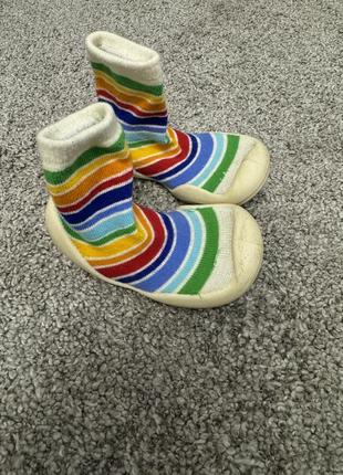 Тапочки капці носочки з гумовою підошвою 12,5 см устілка2 фото