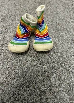 Тапочки капці носочки з гумовою підошвою 12,5 см устілка3 фото