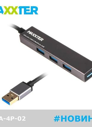 Хаб usb 3.0 maxxter hu3с-4p-02 type-а на 4 порта металевий корпус