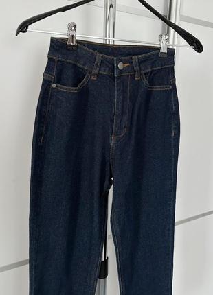 Прямі джинсові штани з високою талією та кишенями темний денім tezenis жіночі штани темно-синів наяв6 фото