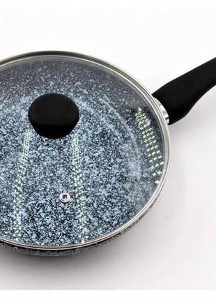 Сковорода з антипригарним гранітним покриттям з кришкою bn-514 22*5.5см