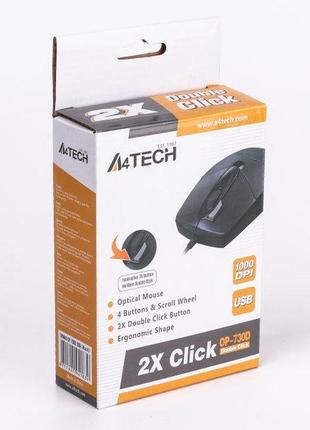 Мишка провідна a4tech op-730d usb (black) 1000dpi, 2x click5 фото