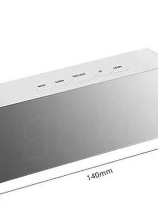 Дзеркальний led годинник 1826 white з будильником та термометром