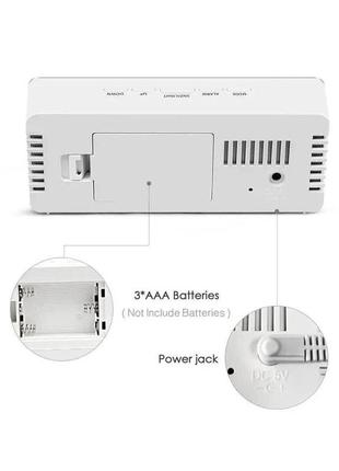 Дзеркальний led годинник 1826 white з будильником та термометром