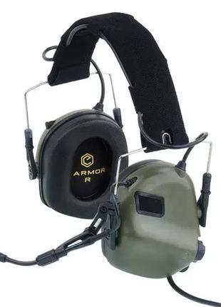 Тактичні активні навушники earmor м32h mod 3 оливкові для стрільби, тактичні, захисні