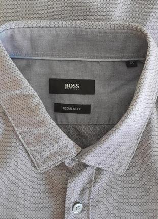 Практичная хлопковая рубашка серого цвета hugo boss regular fit, молниеносная отправка 🚀⚡6 фото