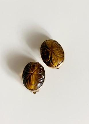 Вінтажні кліпси срібло 925 та натуральний камінь