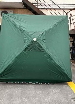 Зонт квадратный 3х3 4 спицы с ветровым клапаном усиленный, зеленый green