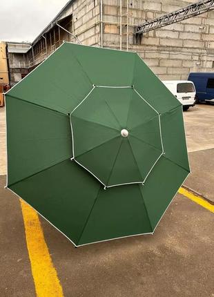 Зонт антиветер 2,5м 8 спиц с ветровым клапаном и тройной фиксацией усиленный pro, зеленый green