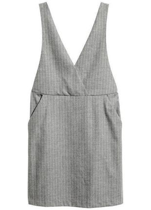 Серое в полоску платье-сарафан h&amp;m