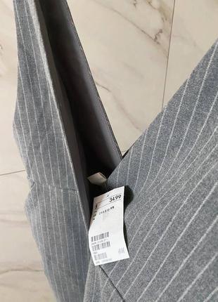 Серое в полоску платье-сарафан h&amp;m