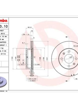 Тормозной диск brembo 09.9503.10