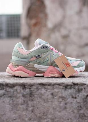 Женские кроссовки new balance 9060 light green pink