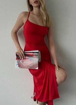 Жіноча сукня міді зі шнурівкою на спині3 фото
