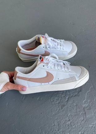 Nike blazer low white/pink7 фото