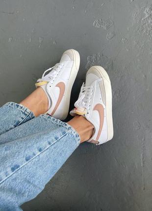 Nike blazer low white/pink8 фото