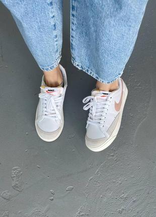 Nike blazer low white/pink9 фото