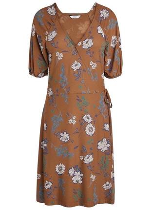 Вискозное летнее платье в принт цветов с завязкой сбоку на теле новее
