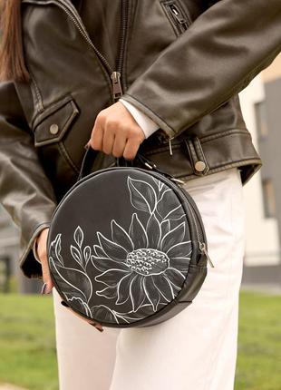 Жіноча кругла сумка sambag bale mzn квітковий принт3 фото